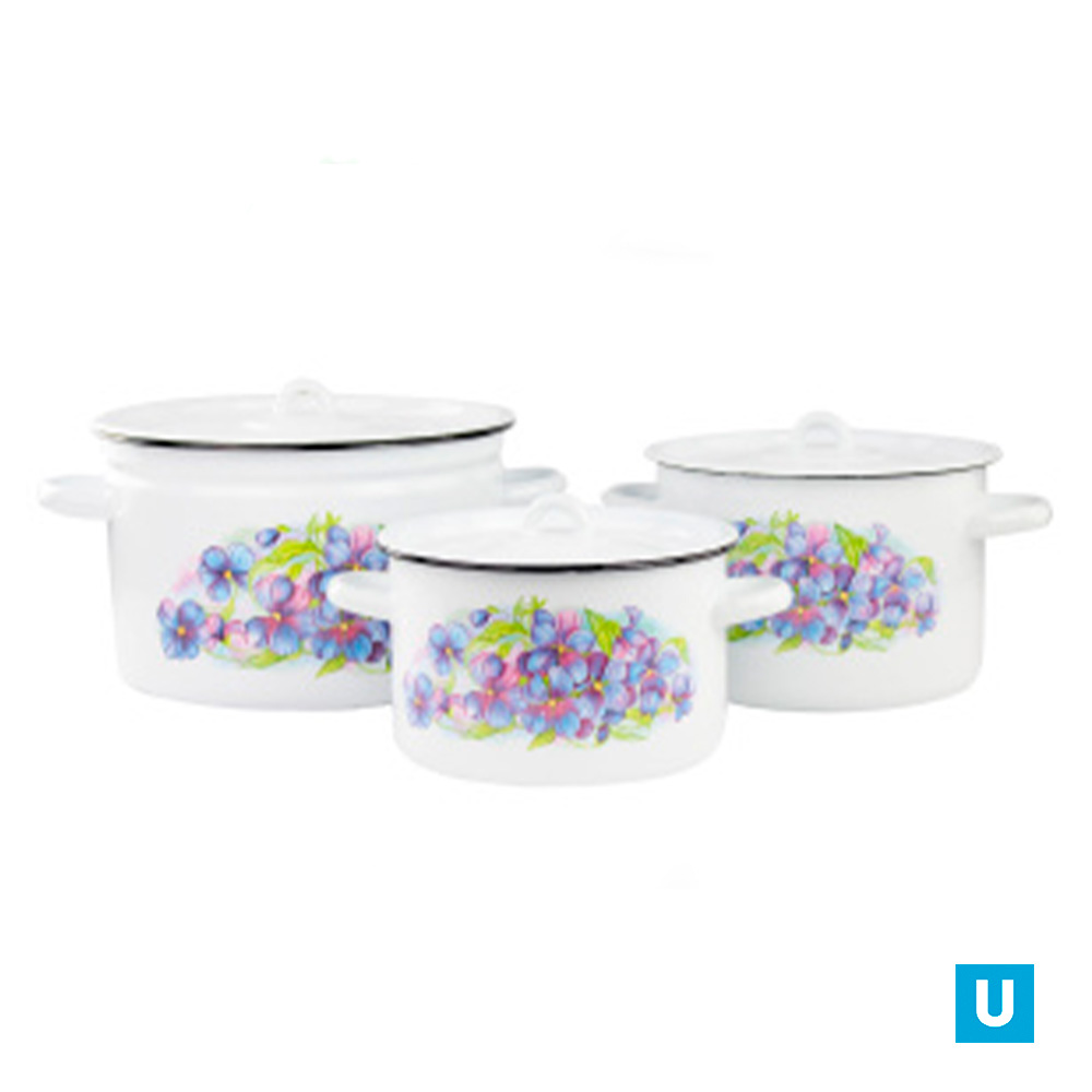 Набор из 3 пред.№112 "Фиалка", белосн.цил. 2,9л; 4,5л; 7л, 1с112