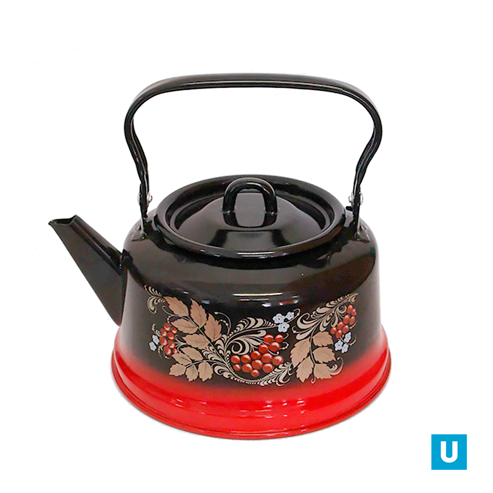  Чайник 3.5 л декор красно-чёрный с петлёй (закатн.дно)