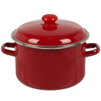 Кастрюля цилиндрическая 5.5 л с ободком, вишнёвая/белая, б/д