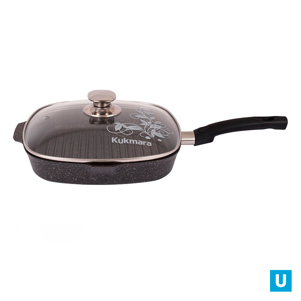 Сковорода-гриль квадратная 280х280мм со съемн. ручкой, стекл. кр. АП линия "Granit ultra" (original)