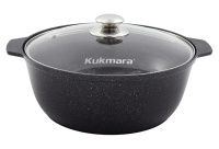 Кастрюля-жаровня 5л со стеклянной крышкой АП (кофейный мрамор)