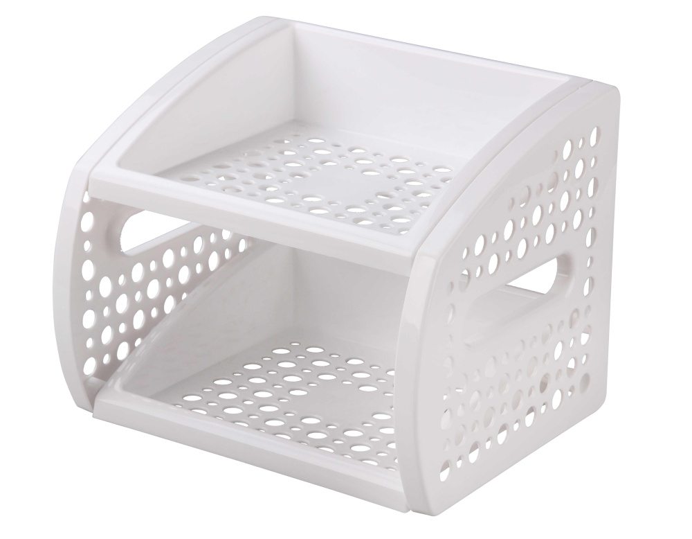 Этажерка настольная 2-х ярусная (белый) (уп.16 ) 250х210х200 мм