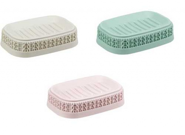 Мыльница ВЯЗАНИЕ (бел/фисташка/роз)