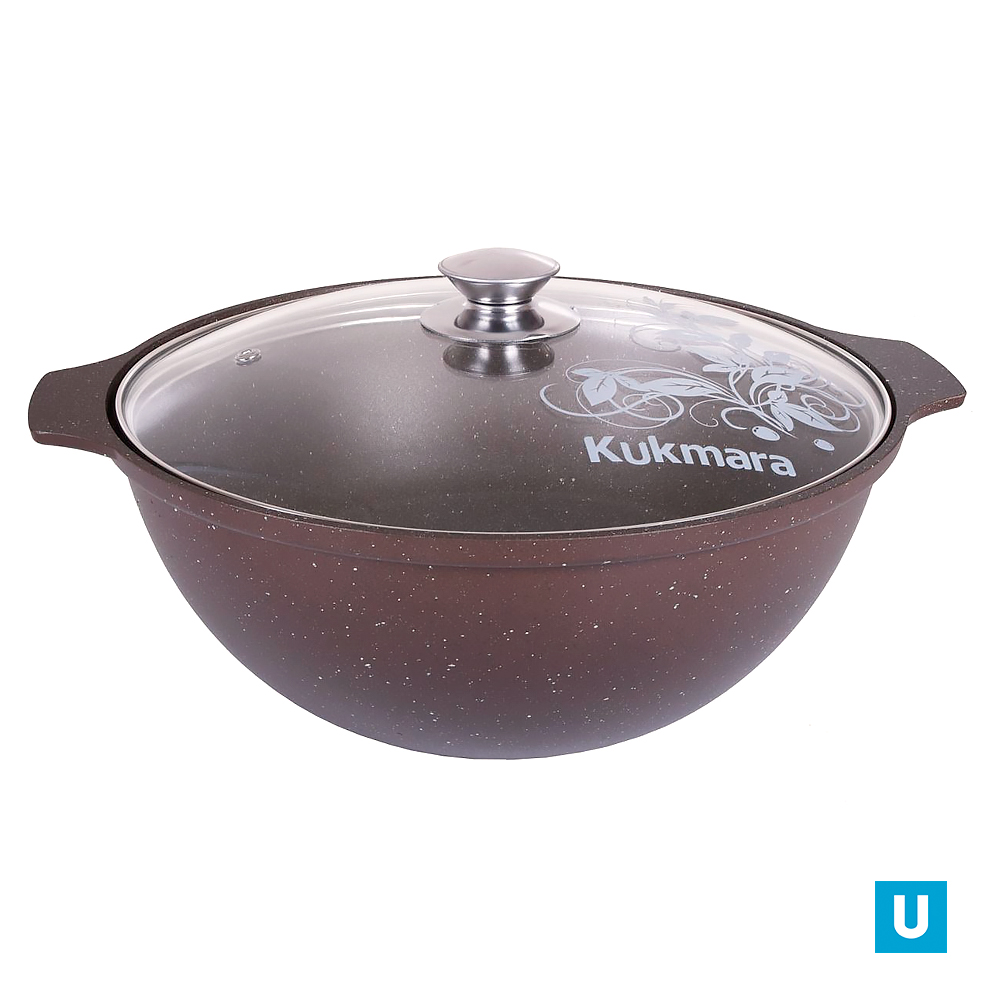 Казан для плова 4,5л со стекл. крышкой АП (кофейный мрамор)