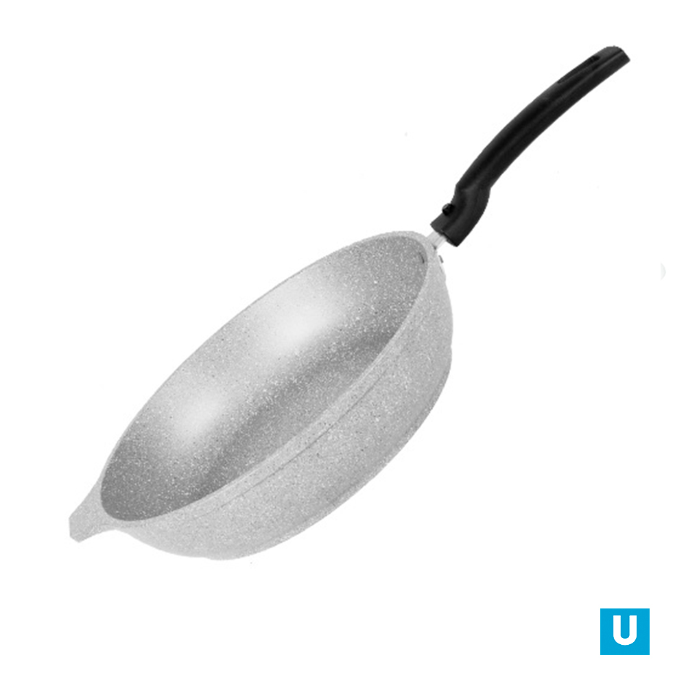 Сковорода 220/50мм со съемной ручкой,АП (светлый мрамор)