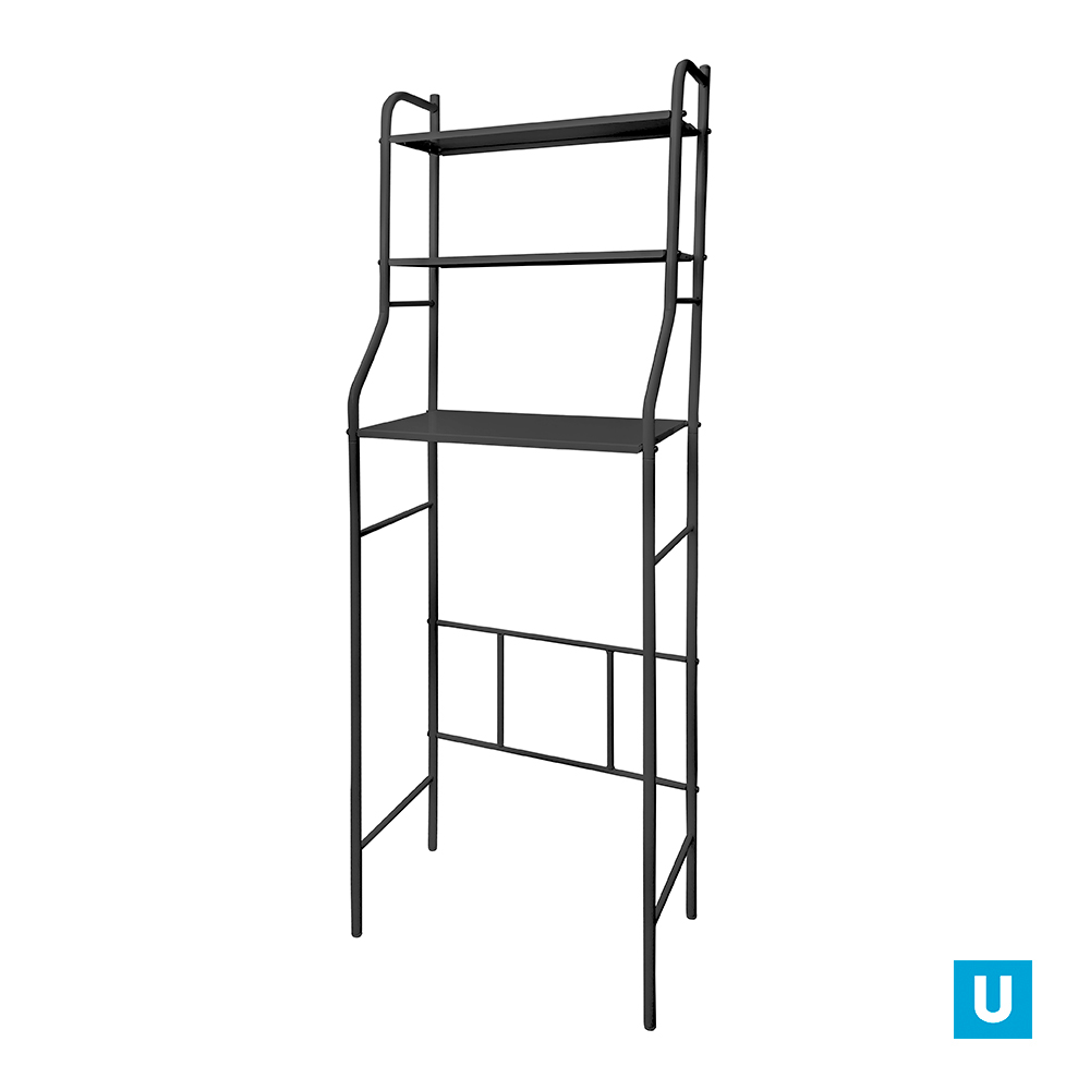 Стеллаж в ванную комнату узкий арт. СВУ02 цв.черный (размер в собранном виде) 480х260х1560