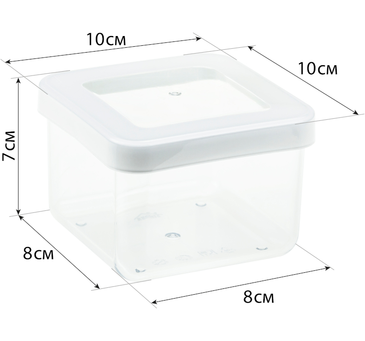 Емкость для сыпучих продуктов СТЕП 0,5л 10х10х7см Белый