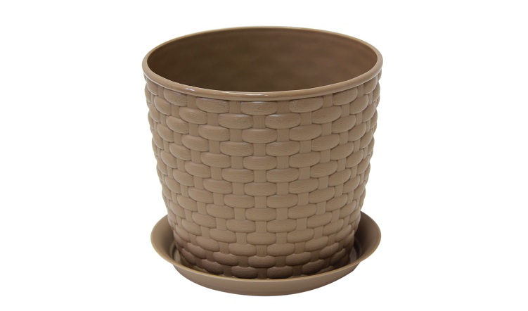 Кашпо РОТАНГ D210мм 4,7л с поддоном Бежевый 