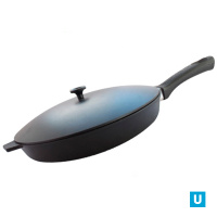 Сковорода литая чугунная 260х40 с бакелитовой ручкой с алюминиевой  крышкой