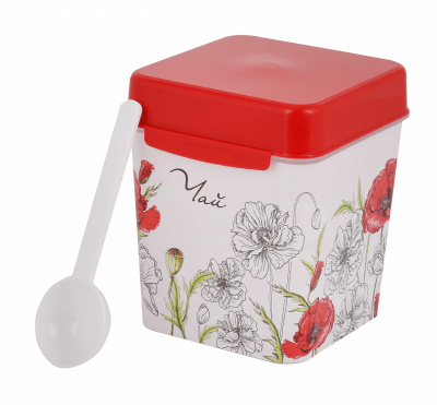 Ёмкость "Маки" 1,2л Чай с ложкой 