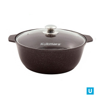 Кастрюля-жаровня 5л диаметром 28см со стеклянной крышкой, АП (кофейный мрамор)