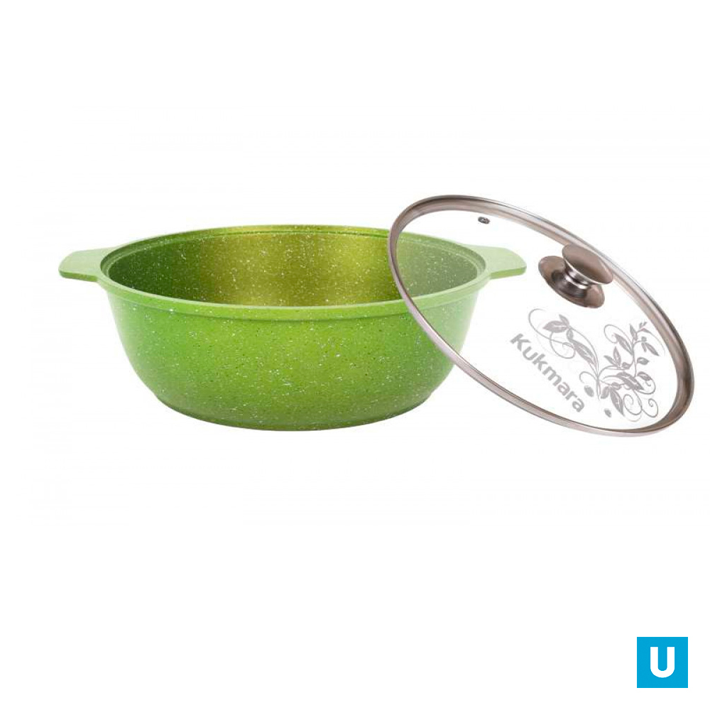 Кастрюля-жаровня 4л со стеклянной крышкой, АП линия "Тренд" (лайм)***
