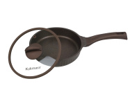 Сковорода 220мм с ручкой,со стеклянной крышкой, АП линия "Стелла" (мокко)