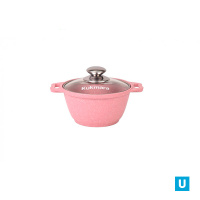 Кастрюля 1л со стеклянной крышкой,АП линия "Тренд" (роза)