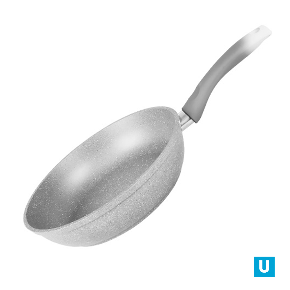 Сковорода 220/60мм с ручкой,АП (светлый мрамор)