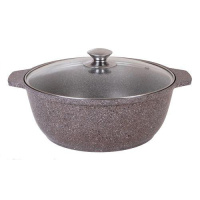 Кастрюля-жаровня 5л со стеклянной крышкой, АП (темный мрамор)