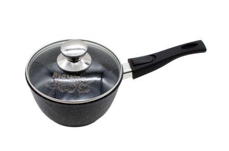 Ковш индукционный 1.7л АП со съемн ручк и стекл крышкой АП Гранит чёрный Индукция Про арт.082802И