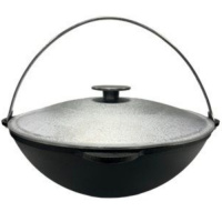 Казан чугунный походный татарский 8,0 л с алюминиевой крышкой "Туризм"  д.360 ТМ Гардарика 1608-6