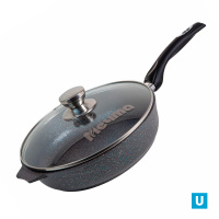 Сковорода 28см АП Гранит  star с несъемной ручкой и стеклянной крышкой арт.С28803