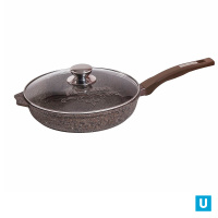 Сковорода 22см АП Премиум мокко с несъемной ручкой и стекл. крышкой арт. с22902