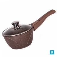 Ковш 1,2л АП Гранит коричневый со съемной ручкой и стеклянной крышкой арт.081806***