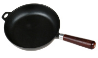 Сковорода чугунная 28*6,0 деревянная съемная ручка, 9110d