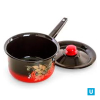  Ковш 2 л с кр. декор красно-чёрный, пл.кн.