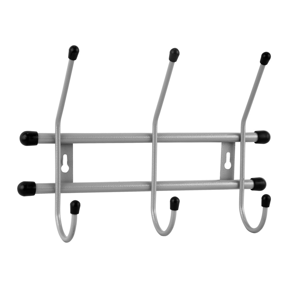 Вешалка настенная "Стандарт 3" 3 крючка цв. Серый металлик (уп.10) 260*70*185