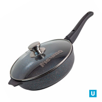 Сковорода 22см АП Гранит ультра со съемной ручкой и стеклянной крышкой арт.С022803