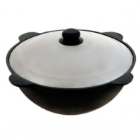 Казан чугунный  4,0-4,5л плоское дно с крышкой д30