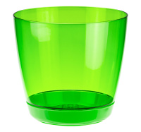 Кашпо "ОРХИДЕЯ" 3л с поддоном d180мм Зеленый прозрачный