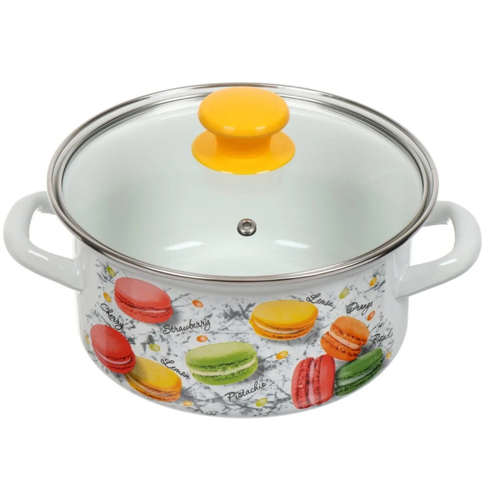 Кастр. цил. 2,3л (белая) Цветное печенье, арт. 51904-382/4.02