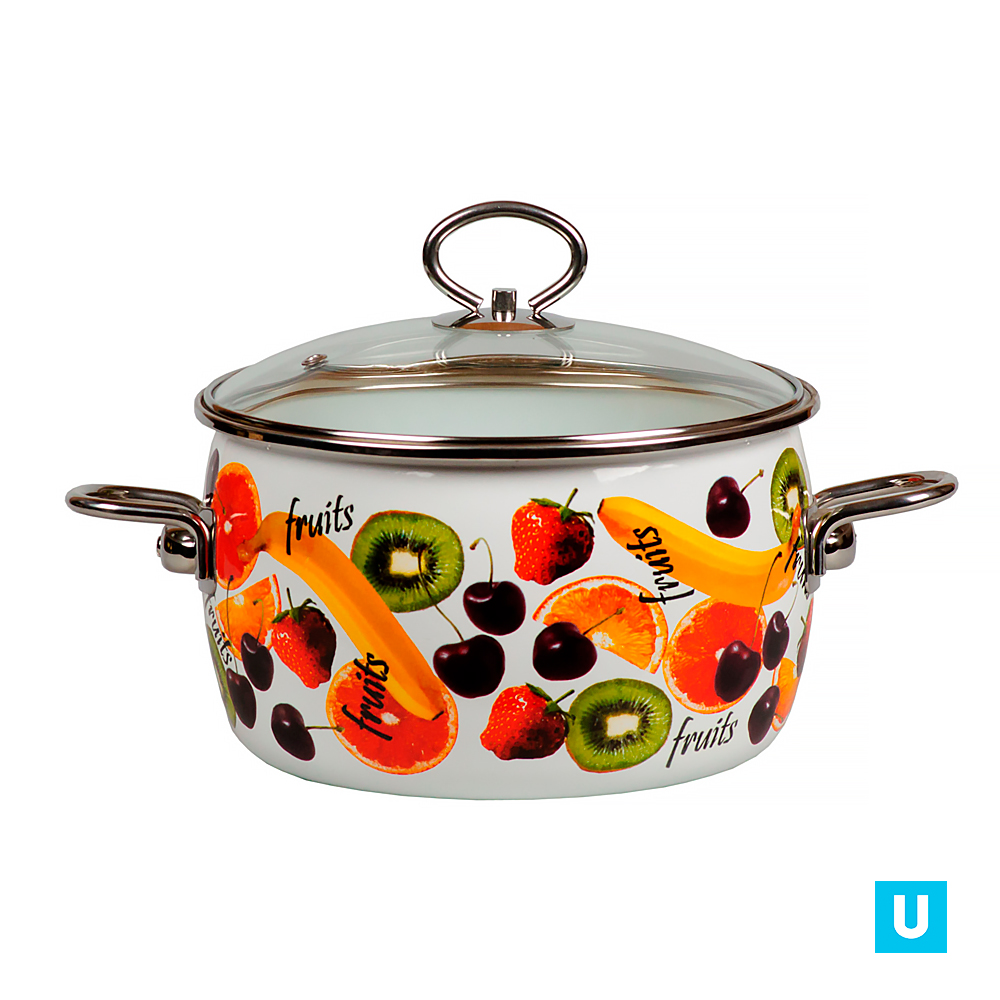 Кастрюля сф. 5л "Фрукты/Fruits", белосн., 1SA245S	