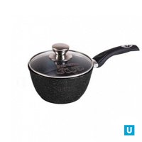 Ковш 1,2л АП Гранит чёрный с несъемной ручкой и стеклянной крышкой арт. 81802