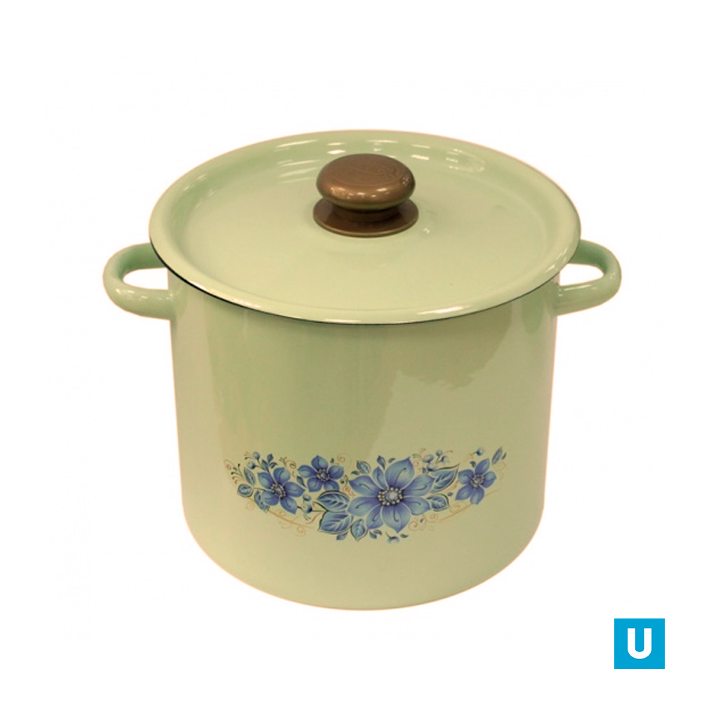  Кастрюля цилиндрическая 3.5 л декор палевая с пл. кнопкой