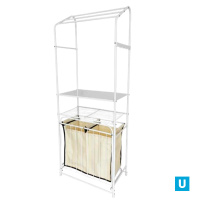 Стеллаж с двойной корзиной для белья 2-х ярусный и перекладинами арт.СКП11 цв.белый