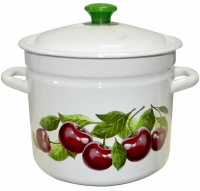 Кастр.цил. борт. 7л (белая) с декором,41804-192/6