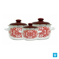 набор 31 белый Айша   кастрюли сфер. с н/об.: 2л; 3л и 4л