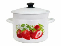 Кастр.цил. борт. 8л (белая) с декором 41804-202/6