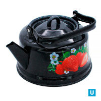  Чайник 3.5 л Клубника садовая чёрный с петлёй (закатн.дно)