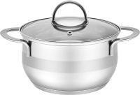 Кастрюля "Камелия" 6л нерж, ст/кр.(d-24см, h-13,5см) ТРС Капсульное дно Индукция