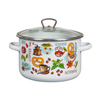 Кастрюля цил. 5,5л, белосн., Утренний кофе, стекл.крышка 1RD221S