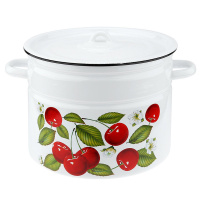 Кастрюля цил. 9л, белосн., Вишня ягоды, 1с200с