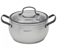 Кастрюля  4,5л [агата] 22*12,5см, клепка, наруж матов/полир, внутр зеркал/полир, сфер форма