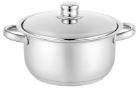 Кастрюля "Астра" 2,5л нерж.(d-18см, h-10см) с мет/кр. ТРС. Капсульное дно. Индукция