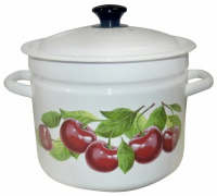 Кастр.цил. борт. 6л (белая) с декором 41804-182/6