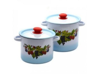 набор 20 серо-голубой с голубым тонированием Ягодный чай   кастрюли цилиндр.: 3,5л;  5,5л