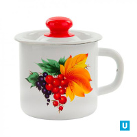  Кружка с крышкой 1л с деколью светлая