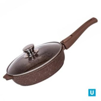 Сковорода 22см АП Гранит коричневый со съемной ручкой и стеклянной крышкой арт. С022806
