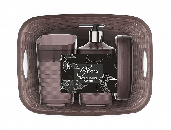 Набор для ванной комнаты Glam 4 предмета (шоколад)